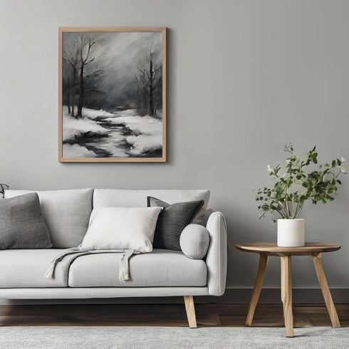 Posterizer 1 pcs-beautiful scenary of snowy winter in oil painting style-8-Landscape & Nature Art-GIft for Men Women Teens-Dining Room Decor- unfr...