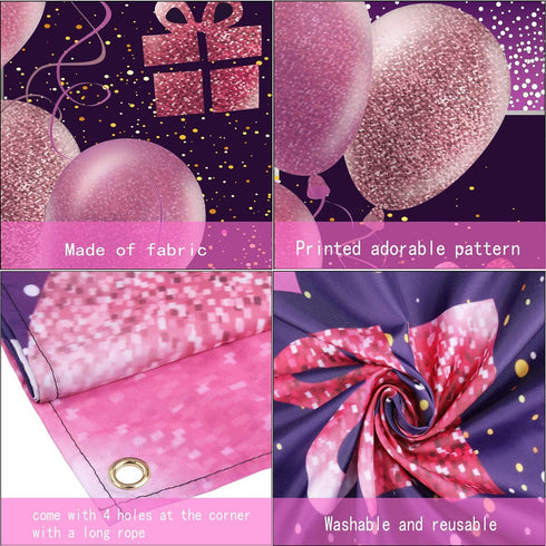 29th Birthday Decorations for Girls IMISI Happy Birthday Banner Pink Decorations for A Party Birthday Backdrop for Women...