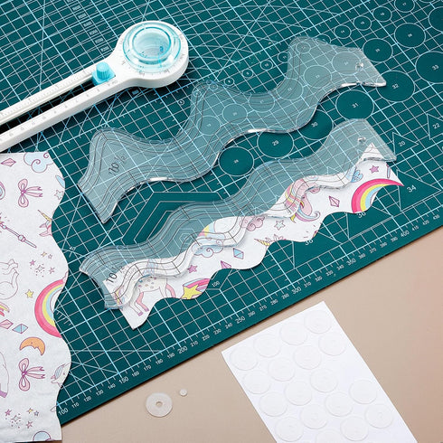 2 Pcs Wave Edge Waves Ruler Acrylic Quilt Rulers for Quilting 0.2'' Thick Quilting Templates for Machine Non Quilting Motion Quilting Template Rul...