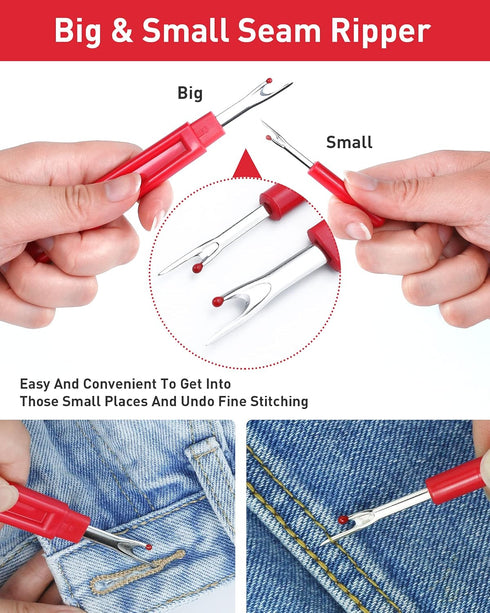Zoe sunny 6Pcs Upgrade Seam Ripper and Thread Remover Kit for Sewing with 2 Big+2 Small Seam Rippers, 1 Sewing Trimming Scissor Nipper Tool Thread...