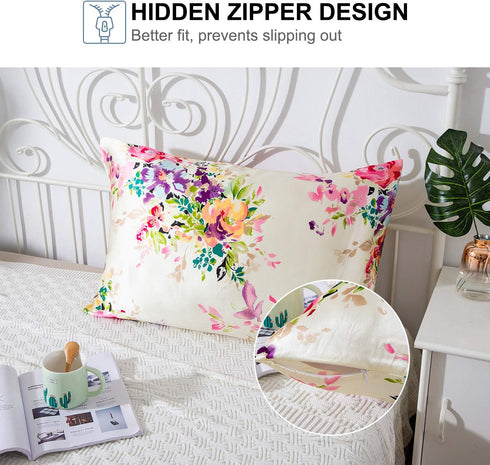 SLPBABY Silk Pillowcase for Hair and Skin with Hidden Zipper Print (Standard, Pattern5)...