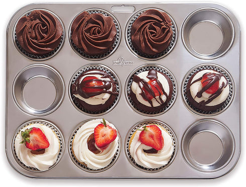 Fox Run Muffin and Cupcake Pan, 12 Standard Cup, Stainless Steel...