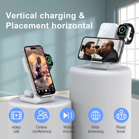 Wireless Charging Station, 3 in 1 Wireless Charger Stand, Fast Wireless Charging (White)......