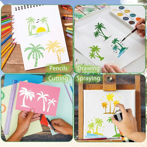45pcs Palm Tree Stencils for Painting on Wood Summer Stencils Paint Beach Palm Burning Patterns Template on Art Craft Canvas Wall Fabric Rock (45 ...