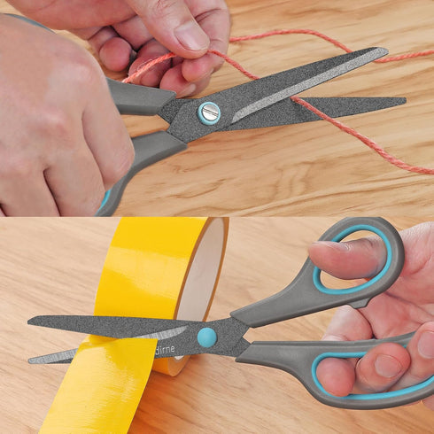 Teflon Coating Scissors, Stainless Steel Blades, Soft Grip Handle, Suitable for Households,Offices and Schools, All Purpose, Blue/Grey, 21.5 cm...