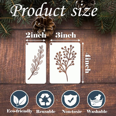 Leaf Stencils for Crafts Small Leaves and and Branches Paint Plant Stencil for Painting On Wood Wall Card Making, Tiny Nature Vine Herb Essential ...