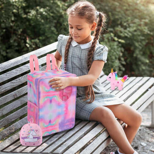 18 Inch Doll Carrier Set with Clothes and Accessories Including Doll Travel Bag, Doll Dress, Doll Shoes, Doll Sunglasses, Doll Backpack and Unicor...