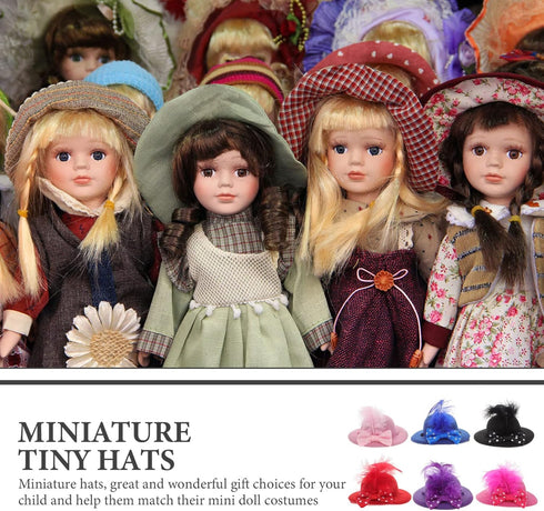 TOYANDONA 6pcs Doll Hat Mini Craft Hats Mini Baby Dolls Mini Hat Toy DIY Mini Hats Miniature Straw Hats Arts and Crafts for Adults Mini Top Hat fo...