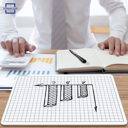 SCRIBBLEDO Dry Erase Grid Whiteboard 9" x 12" Double Sided Graph White board with Grid Lines for Kids and Students Portable Dry Erase Lapboards fo...