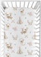 Sweet Jojo Designs Blush Pink, Mint Green and White Boho Baby or Toddler Fitted Crib Sheet for Woodland Deer Floral Collection...