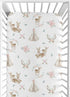 Sweet Jojo Designs Blush Pink, Mint Green and White Boho Baby or Toddler Fitted Crib Sheet for Woodland Deer Floral Collection...