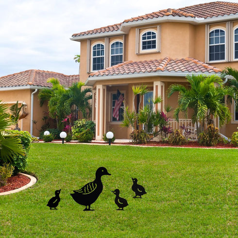 Duck Garden Statue Mallard Duck Statue Metal Lawn Ornaments Hollow Garden Decorations (Black)...