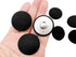 PEPPERLONELY 10PC 30mm Fabric Cloth Covered with Metal Shank Round Buttons, Black...