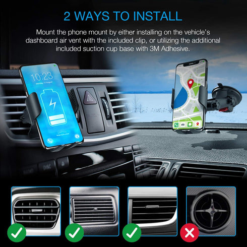 X5 Motorized Qi Car Mount - 15W/7.5W Wireless Charging, Auto Sensing Clamping, Windshield & Air Vent | iPhone, Android & Galaxy Smartphones (No Ca...