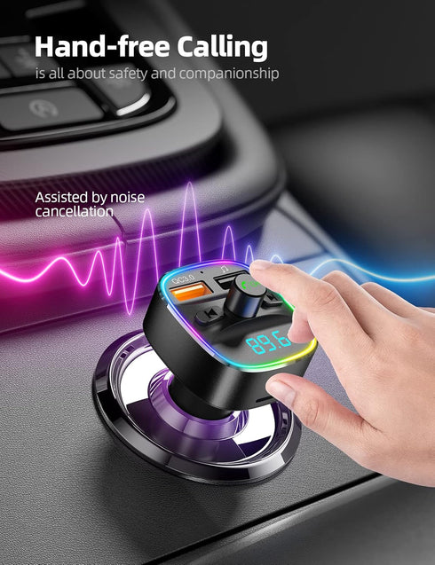 Nulaxy Bluetooth FM Transmitter for Car,Bluetooth Car Adapter with Dual USB Charging Car Charger MP3 Player Support TF Card & USB Disk,Hands Free ...
