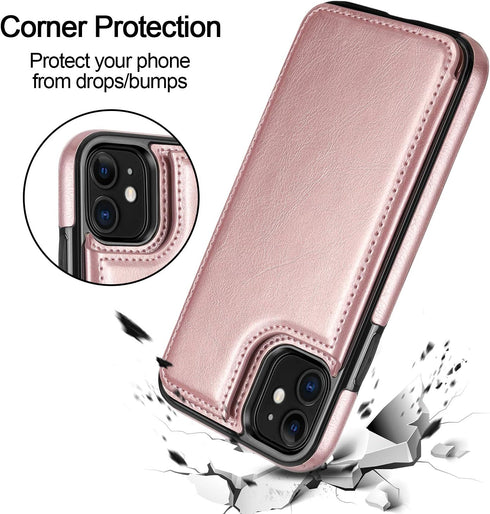 HianDier Wallet Case for iPhone 11 6.1-inch Slim Protective Case with Credit Card Slot Holder Flip Folio Soft PU Leather Magnetic Closure Cover fo...