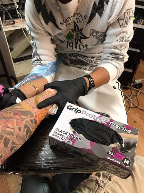GripProtect® Precise Black Nitrile Exam Gloves | 4 Mil | Chemo-Rated | Food, Home, Hospital, Law Enforcement, Tattoo | (Small, 100)...