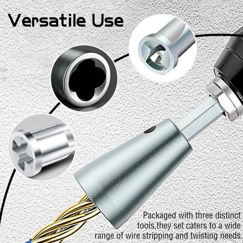 3Pcs Wire Stripper and Twister for Drill – 2-6 Way Electrician's Tool for Quick Cable Stripping & Twisting – Multipurpose Peeling Line Device for ...