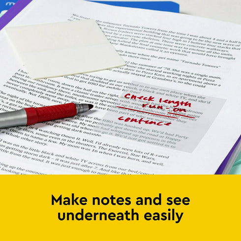 Post-it Transparent Notes, Clear Sticky Notes to Markup Textbooks and Planners Safely, Minimalist Aesthetic School Supplies for College Students, ...