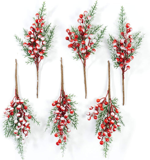 CraftMore Snowy Berry and Pine Pick 14" Set of 6...