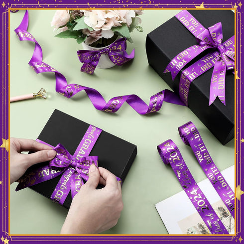 Moukeren 3 Roll Class of 2024 Graduation Ribbon Graduation Party Favors Decor 1 Inch Congratulations Ribbon DIY Congrats Grad Ribbon Art Fabric Ri...