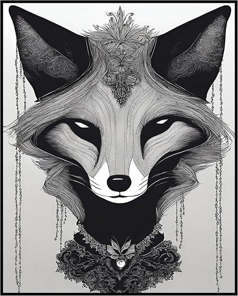 Posterizer 1 pcs- gothic themed sly little fox-Gothic Art-Art for Animal Lovers- Living Room Bedroom Decor- unframed wall art...
