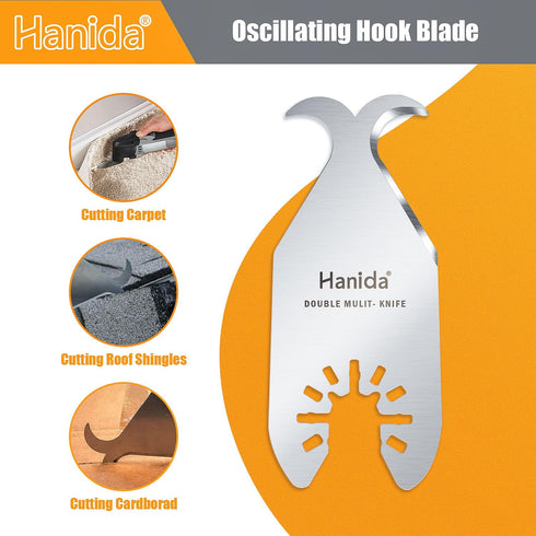 3 Pcs Oscillating Saw Blades, Oscillating Multi Tool Hook Knife Blades, Multitool Blades for Cutting Roofing Shingles, PVC Carpet, Cardboard, fit ...