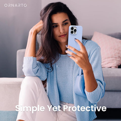 ORNARTO Compatible with iPhone 14 Pro Case 6.1, Slim Liquid Silicone 3 Layers Full Covered Soft Gel Rubber Phone Case Protective Cover with Microf...