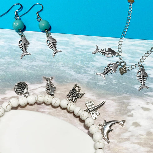 Heather's cf Silver Fish Bone Charms. 140 pcs Antique Silver Non-Tarnish,Lead-Free, Cadmium-Free, Nickel-Free Beads for DIY Jewelry Making,Bracele...