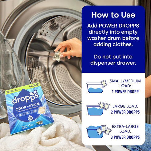 Dropps Stain & Odor Laundry Detergent Pods: Lavender Eucalyptus | 32 Count | HE Compatible + All Washers | Cold Wash + All Temperatures | Tackles ...
