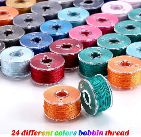 144 Pieces Prewound Bobbins Sewing Thread Bobbins Compatible with Brother/Babylock/Janome/Elna/Singer Embroidery Machine, Size A (24 Colors)...