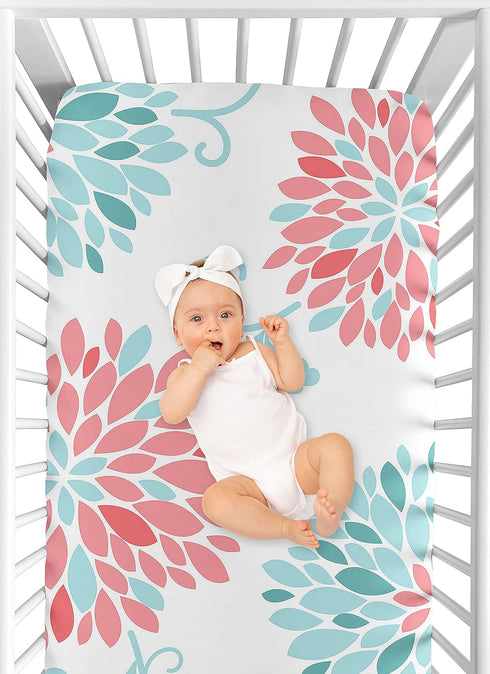 Fitted Crib Sheet for Modern Emma Baby/Toddler Bedding Set Collection - Floral Print...