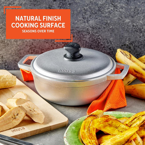 IMUSA 2.6 Quart Traditional Natural Made in Colombia Caldero with Lid for Cooking and Serving, Silver...