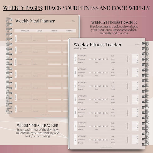 3 Month Fitness & Workout Planner for Women | Gym Journal, Weight Loss Tracker, Meal Planner, Self Care Habit Tracker - A5 Lux...