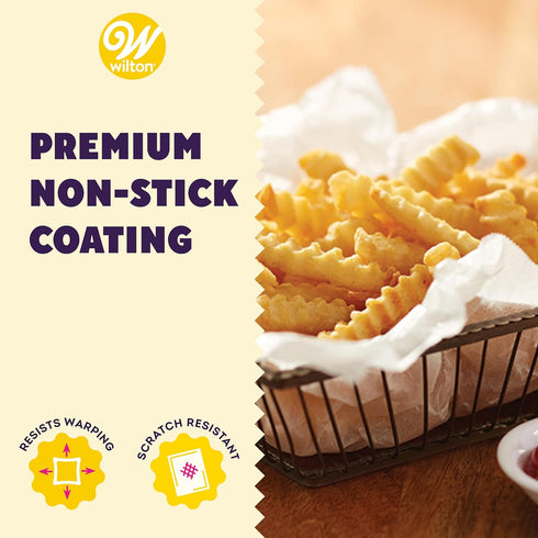 Wilton Perfect Results Toaster Oven Baking Sheet Pan & Crisper Tray, 2-Piece Baking Set, Black, Steel...