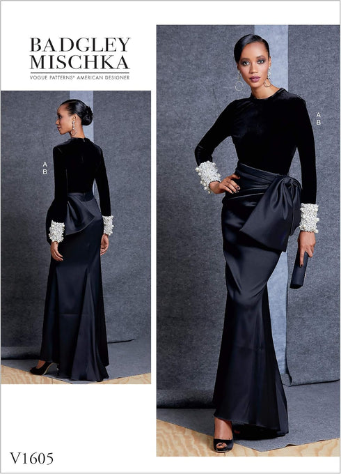 Vogue V1605A5 Women's Close-Fitting Blouse and Wrap Skirt Sewing Patterns, Sizes 6-14...