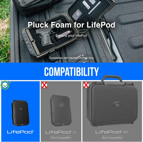 VAULTEK LifePod Secure Waterproof Travel Case Rugged Electronic Lock Box Travel Organizer Portable Handgun Case with Backlit Keypad (Pluck Foam)...