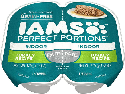 Iams Grain-Free Perfect Portions Indoor Pate` Turkey Recipe (4-Trays = 8 Individual Servings) (Net Wt 1.3 Oz Each)...