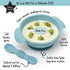 PrimaStella Unbreakable Silicone Non-Slip Bowl and Chew Spoon Set for Babies and Toddlers (Blue)...