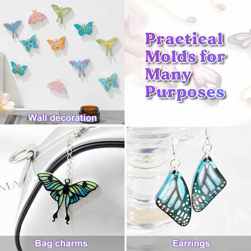 LET'S RESIN Resin Earring Molds, 2 Pcs Resin Molds Silicone with Butterfly Moth Wings Shapes, Silicone Molds for Resin Jewelry, DIY Art Craft...