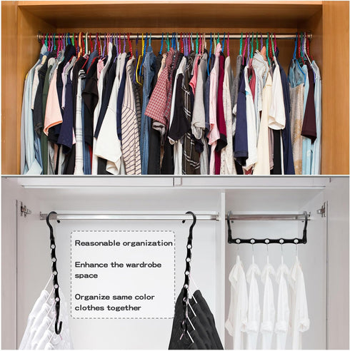 Closet Organizers and Storage,8 Pack Stronger Space Saving Hangers Clothes Hanger with 5 Holes Closet Storage for Heavy Clothes,Magic Home Organiz...