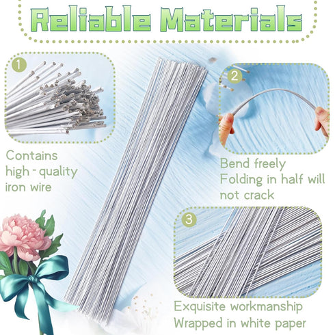 100 Pcs Floral Stems Wire for Paper Flower,14 Inch 18 Gauge White Paper Wrapped Floral stem Wire,White Crafts Floral Stems Wire Supplies for Flowe...