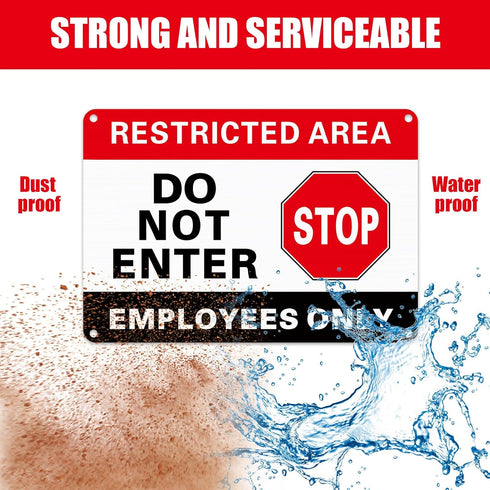 4 Pcs Restricted Area Employees Only Sign 10 x 7 Inches Do Not Enter Sign with 4 Pre Drilled Holes Reflective Warning Signs Rust Free Easy to Moun...