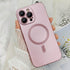 Magnetic Case for iPhone 15 Pro Max Phone Case for Women, Matte Luxury Soft Metallic Luster Design with Camera Lens Protector, Compatible with Mag...