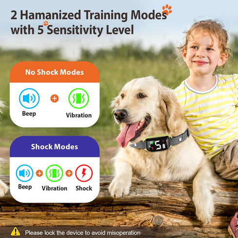 Dog Bark Collar, Rechargeable Bark Collar for Large Dog with 5 Adjustable Sensitivity, Smart Anti Bark Collar with Beep Vibration Shock for Medium...