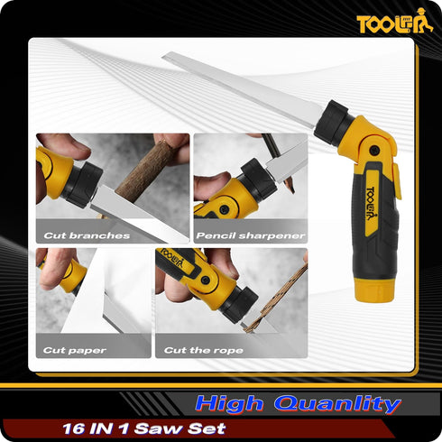 TOOLAN: 16-In-1 Multi Blades Hand Saw With Screw Driver (Manual Saw, Not Electric). For Cut Wood, Metel, Plastic, Sheetrock, Dry Wall Saw, Plywood...