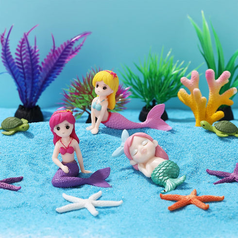Jetec Aquarium Fish Tank Mermaid Ornament Miniature Mermaid Figurines with Simulated Seaweed for DIY Craft Aquarium Fish Tank Desk Accessories Dec...