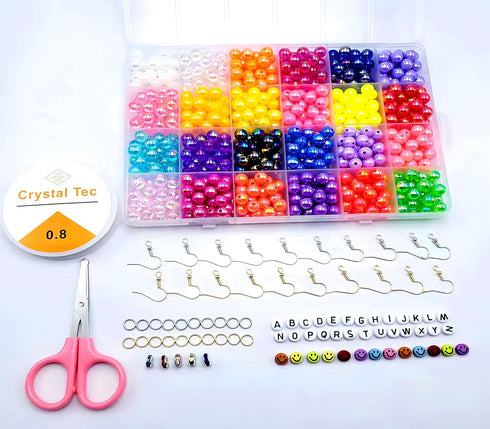 Anditribo Jewelry Beads Making Kit, 24 Colors 8mm Pearl Beads, DIY Craft Kit for Bracelet, Necklace, Earrings, Girls Kids Adults...