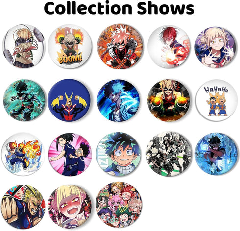 Anime Hero Button Pins Set (18Pcs 1.5 inch) Gifts Button Pins Badge Anime Decoration for Bags Backpack Accessories Supplies Crafts Decor Teens...