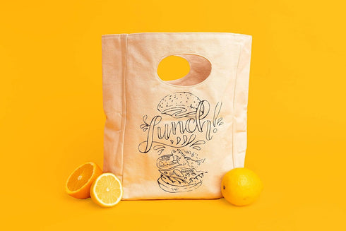 Organic Cotton Canvas Lunch Bag - Eco Friendly & Machine Washable | Perfect for Men, Women & Kids | Reusable Lunch Tote for Work, School - Easy to...